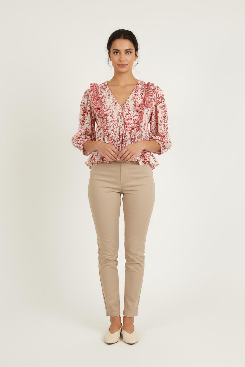 Blouse Rouge et Blanche - Taille XS/34