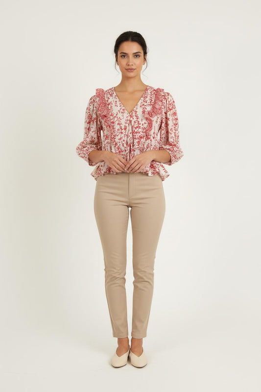 Blouse Rouge et Blanche - Taille XS/34