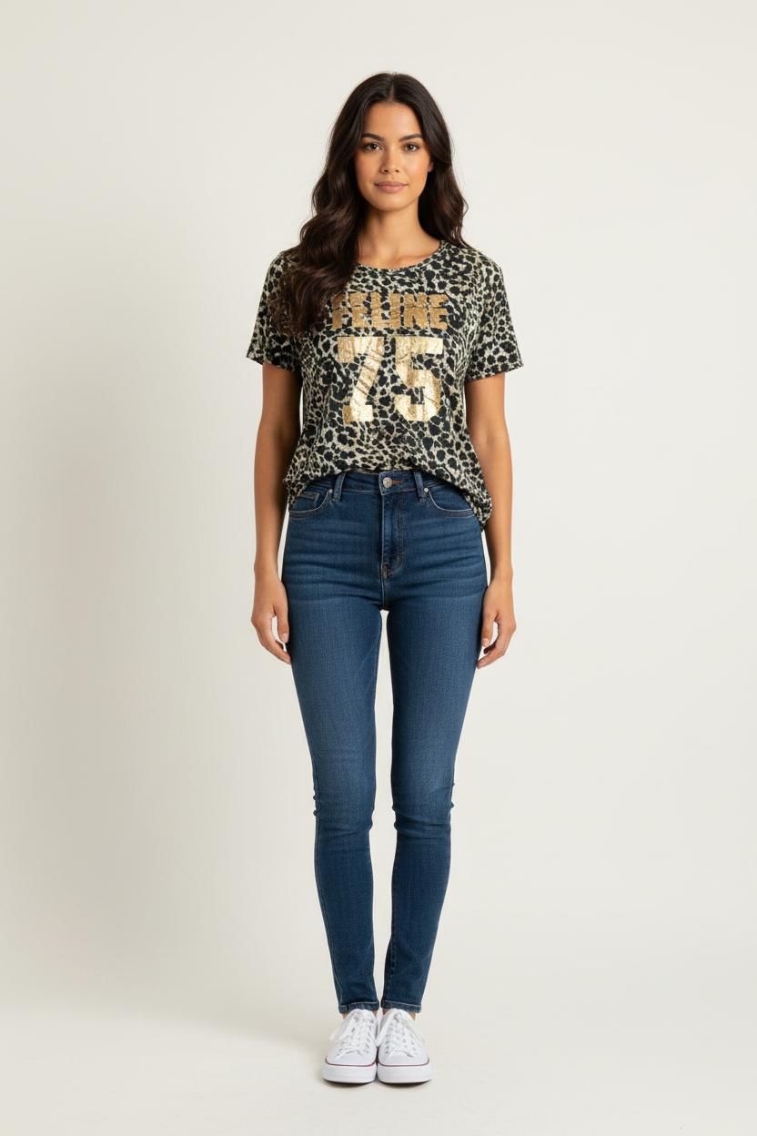 Tee-shirt Léopard et Doré - Taille M/38