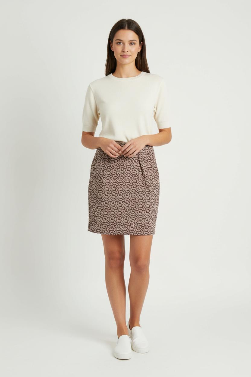 Jupe Courte Marron et Beige - Taille M/38