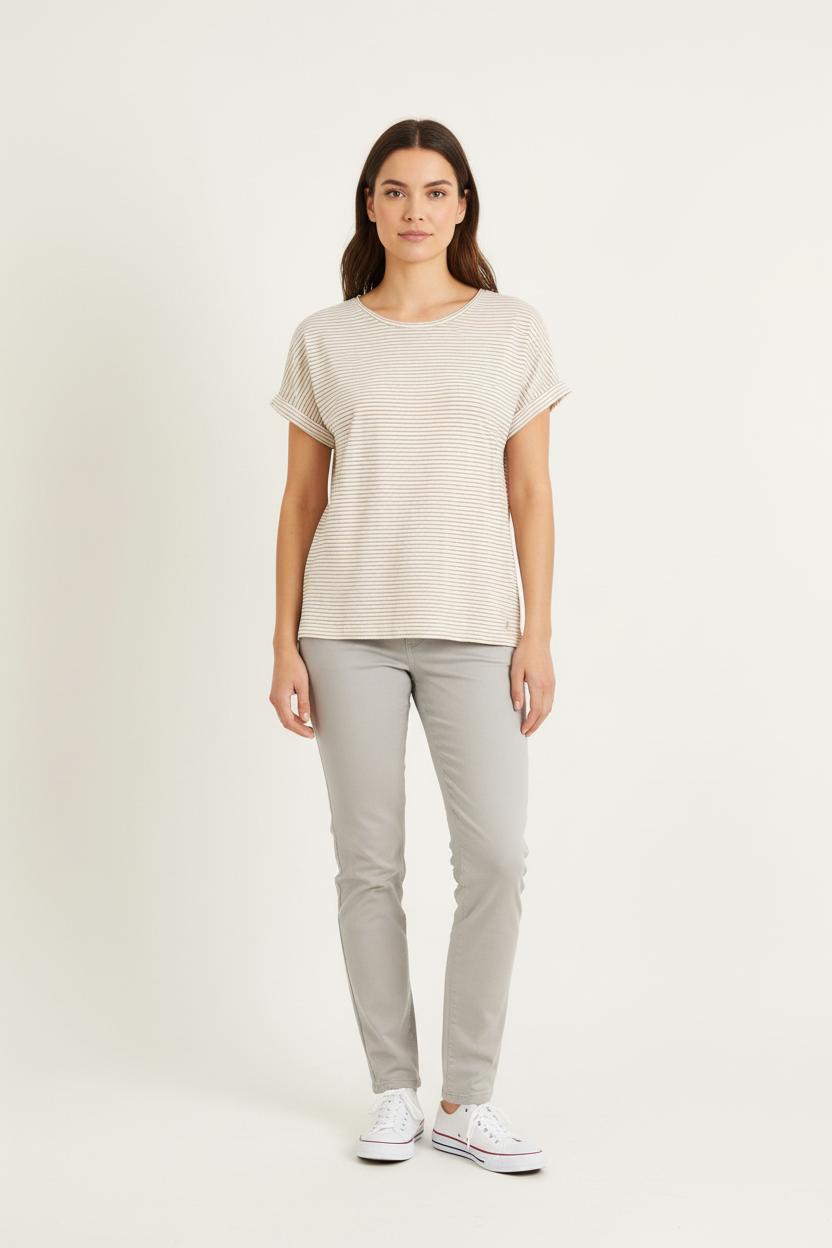 Tee-shirt beige rayé - Taille S/36