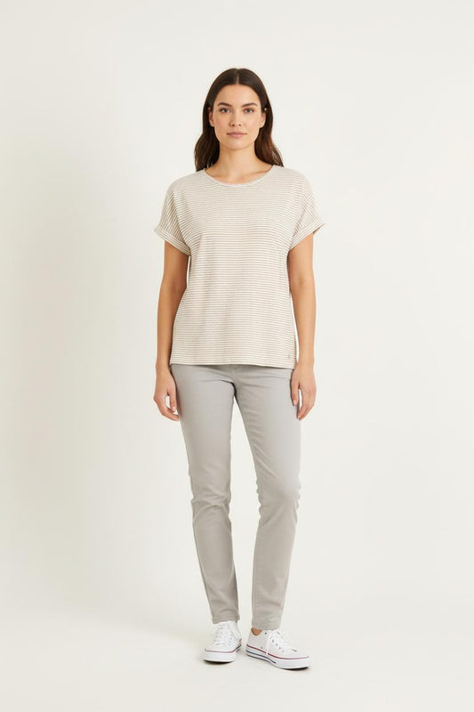 Tee-shirt beige rayé - Taille S/36