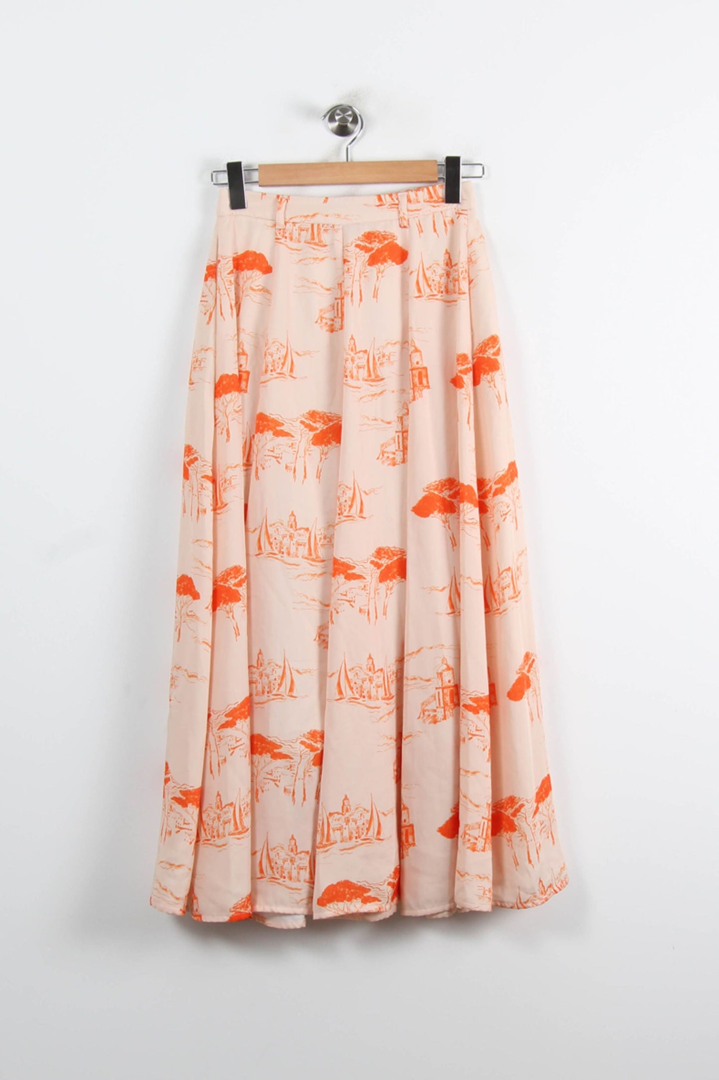 Jupe Longue Blanche et Orange - Taille XS/34