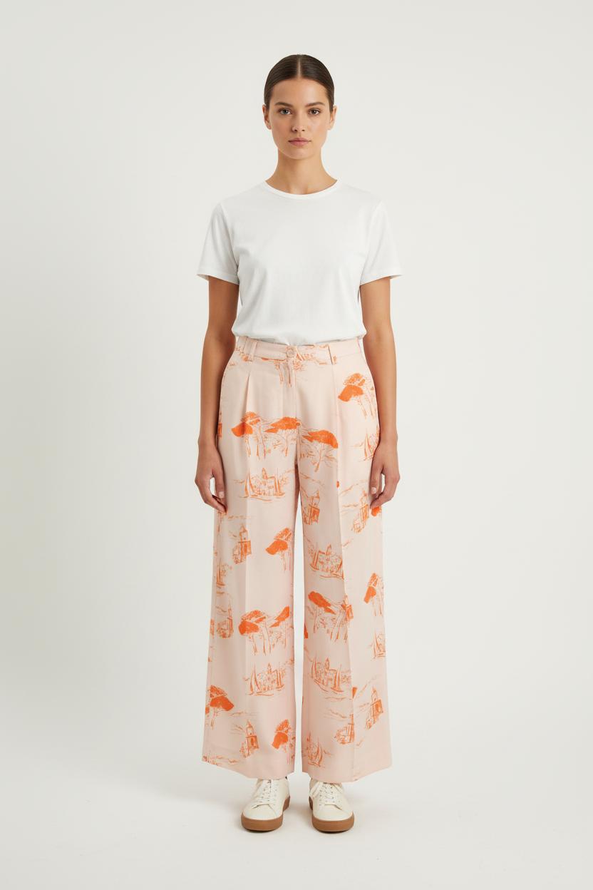 Jupe Longue Blanche et Orange - Taille XS/34