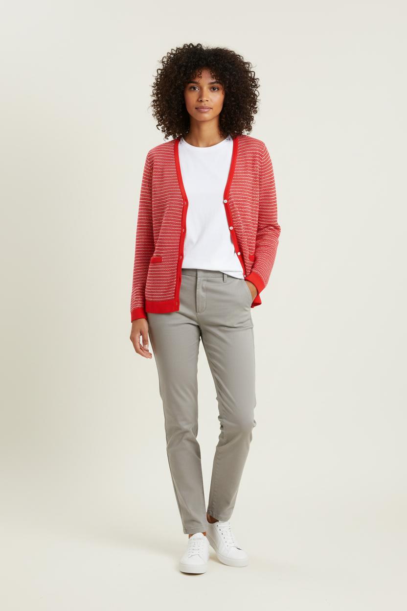 Cardigan Rouge et Blanc - Taille S/36