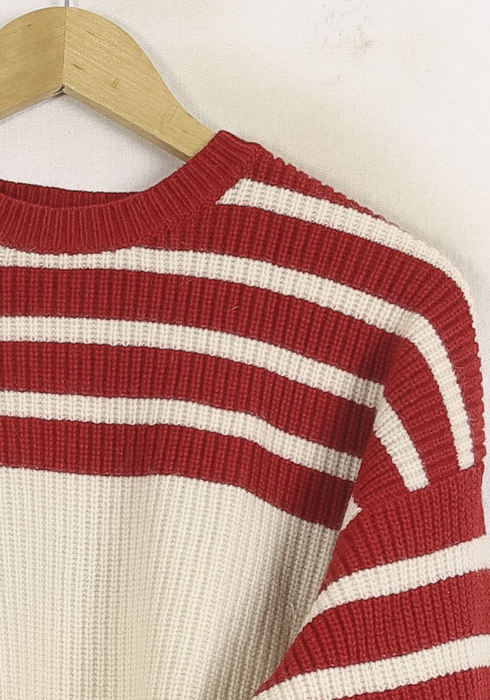 Pull Rayé Blanc Rouge et Marine - Taille S/36