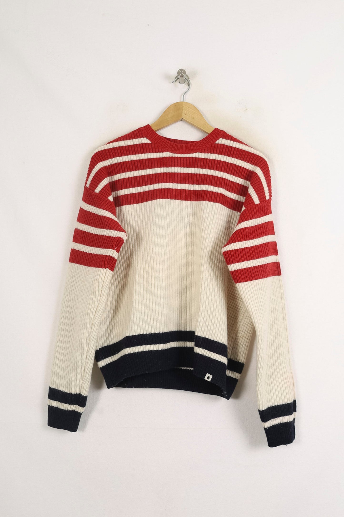 Pull Rayé Blanc Rouge et Marine - Taille S/36