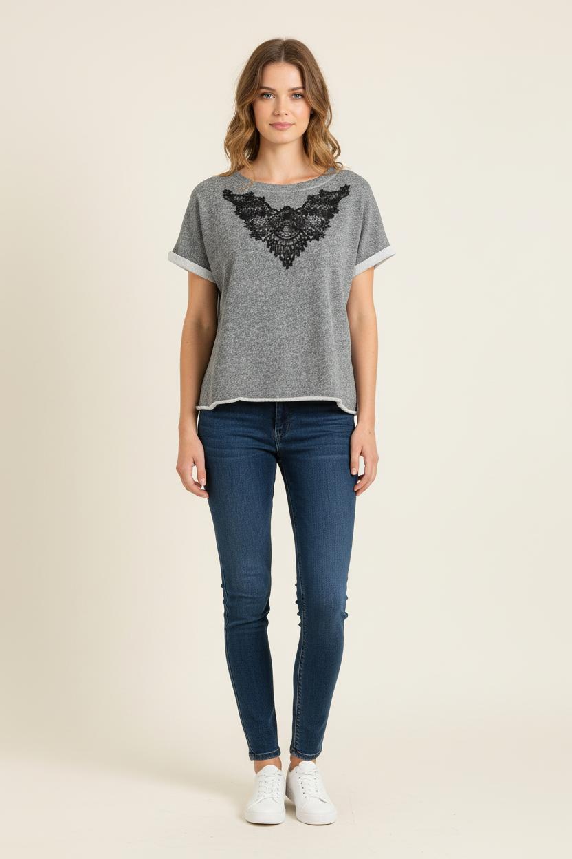 Sweat-shirt Gris et Noir - Taille M/38