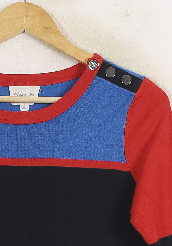 Pull Bleu et Rouge - Taille S/36