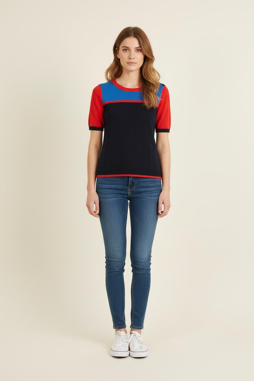 Pull Bleu et Rouge - Taille S/36