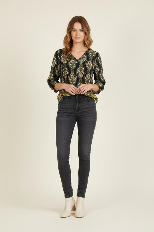 Blouse Verte et Jaune - Taille S/36