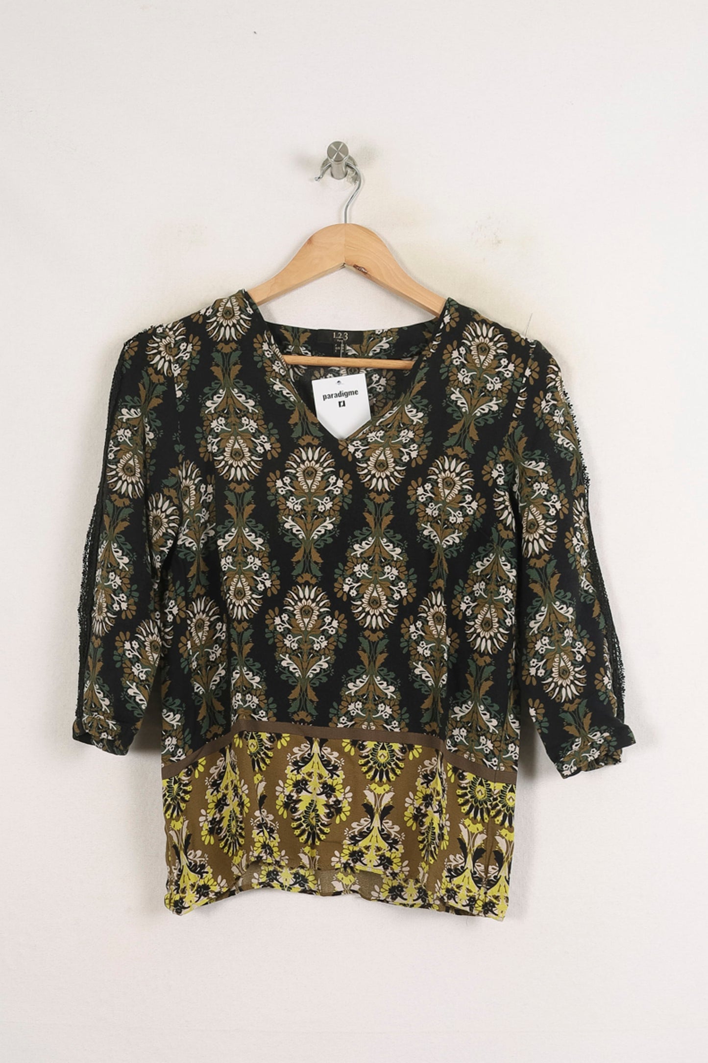Blouse Verte et Jaune - Taille S/36