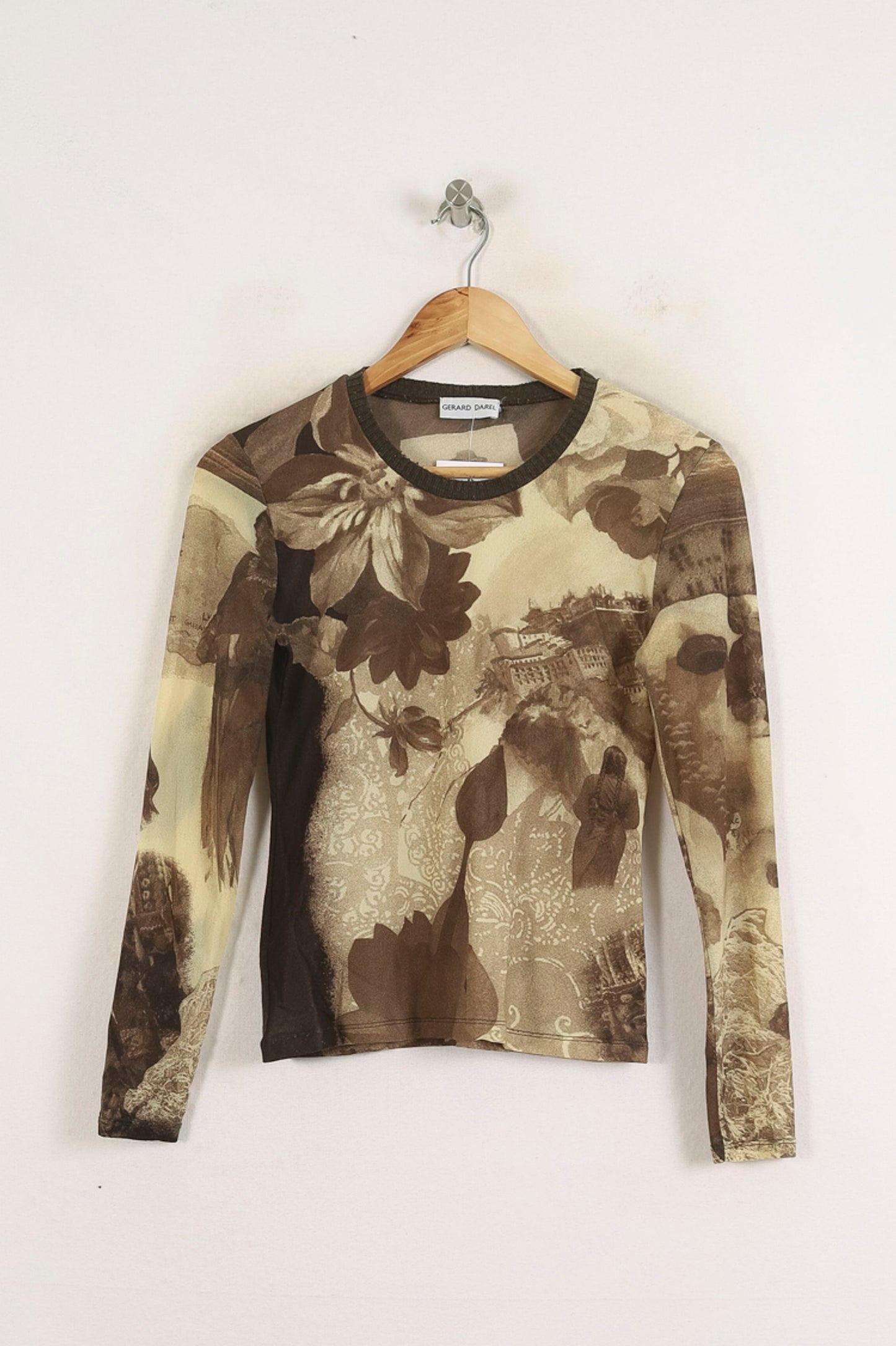 Tee-shirt Manches Longues Marron et Beige - Taille M/38