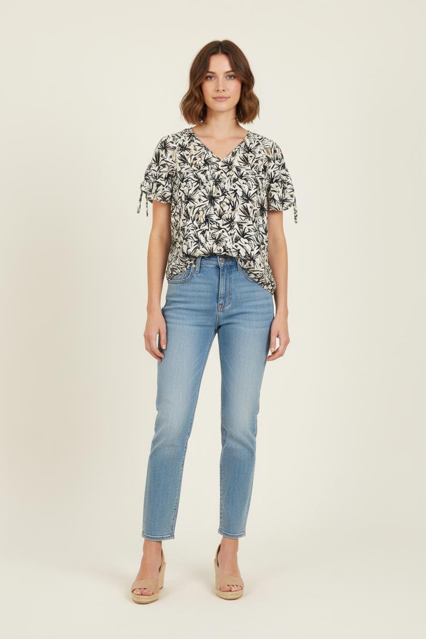 Blouse Imprimée Noire et Blanche - Taille XXL/44