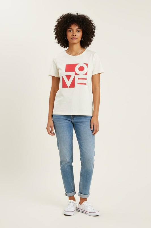 Tee-shirt Blanc et Rouge - Taille M/38