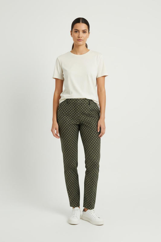 Pantalon Cigarette Vert et Noir - Taille S/36