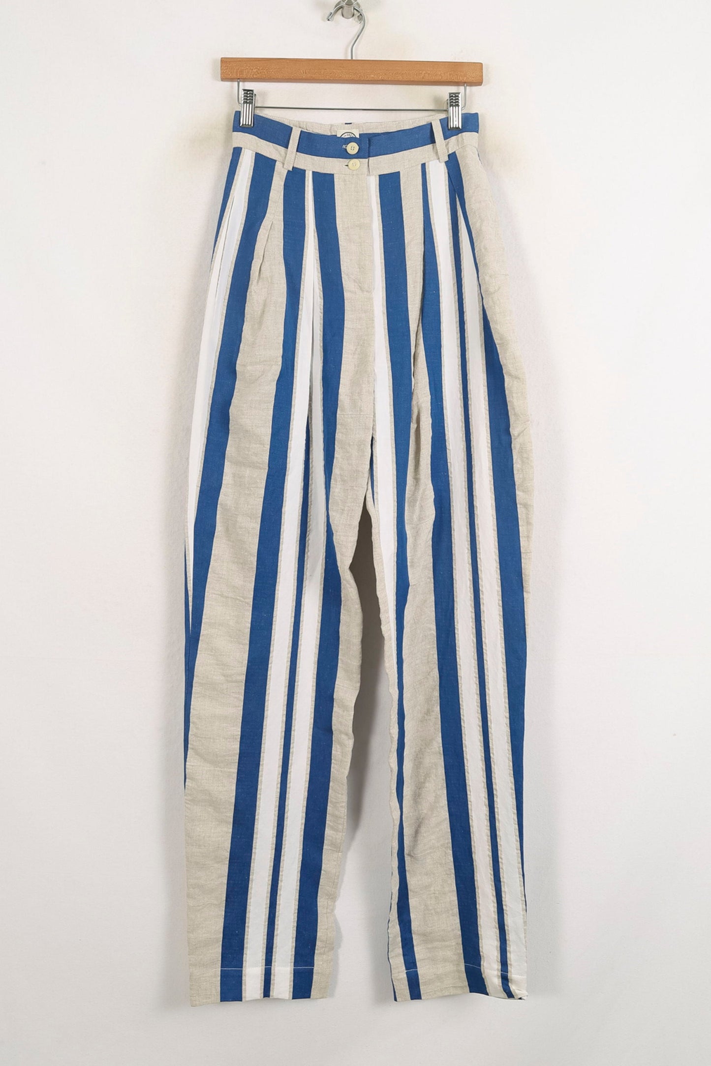 Pantalon Rayé Bleu Blanc et Beige - Taille S/36