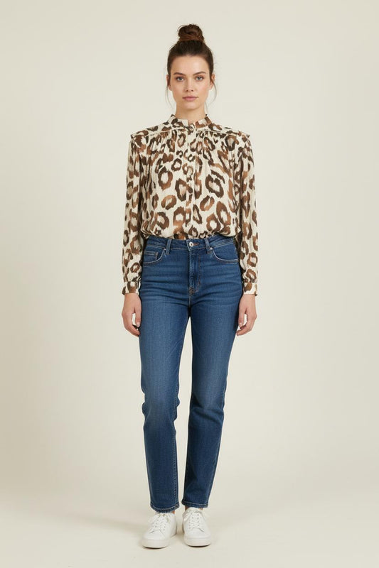 Blouse Léopard Beige et Marron - Taille XS/34