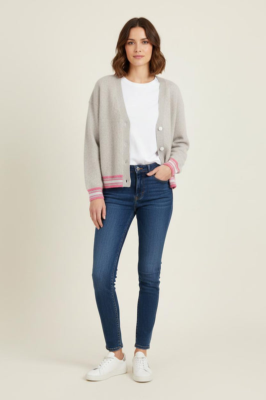 Cardigan Gris et Rose - Taille S/36