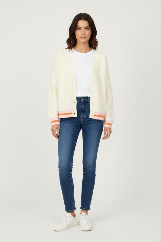 Cardigan Blanc et Orange - Taille S/36