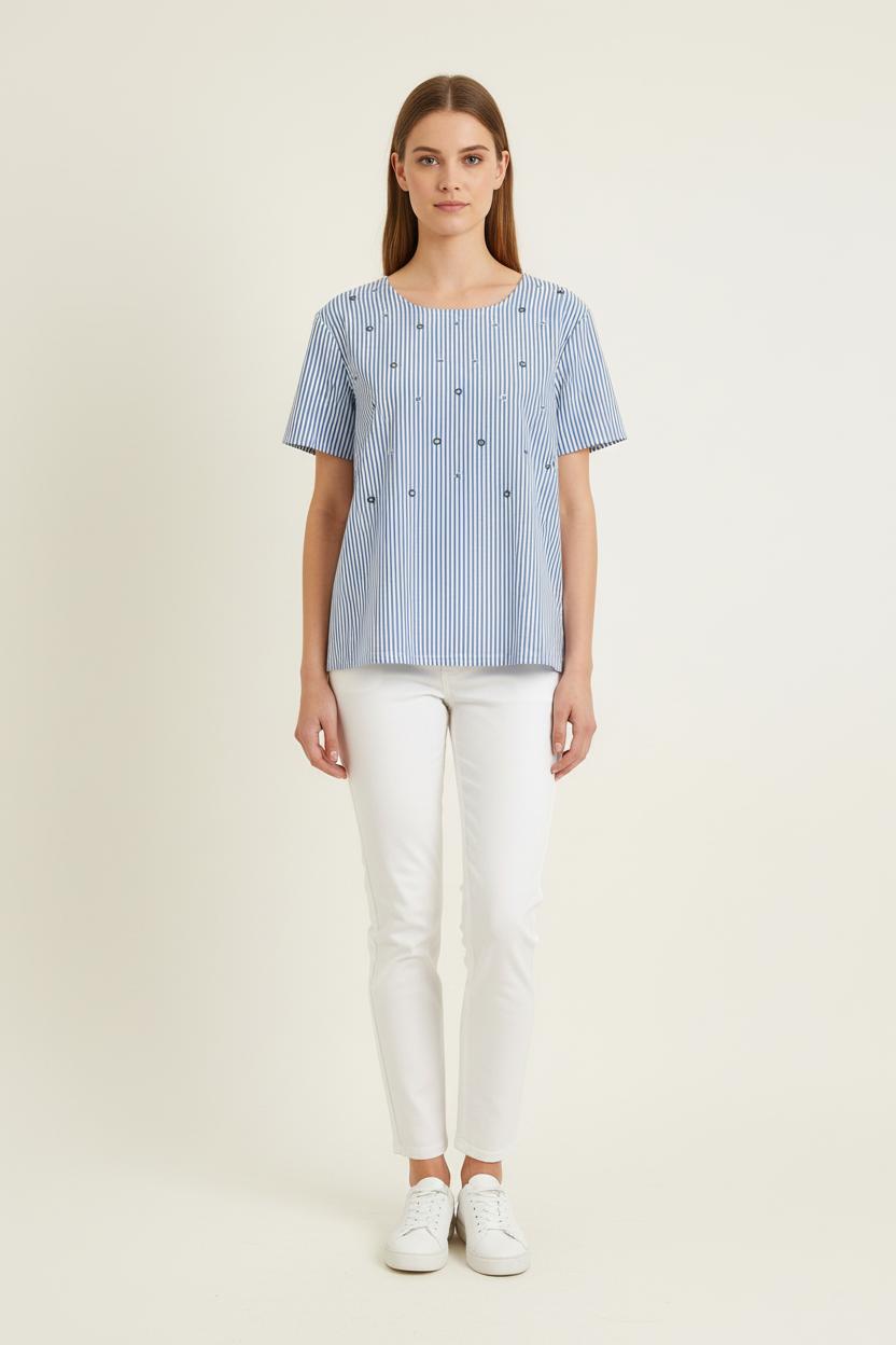 Tee-shirt Bleu et Blanc - Taille S/36