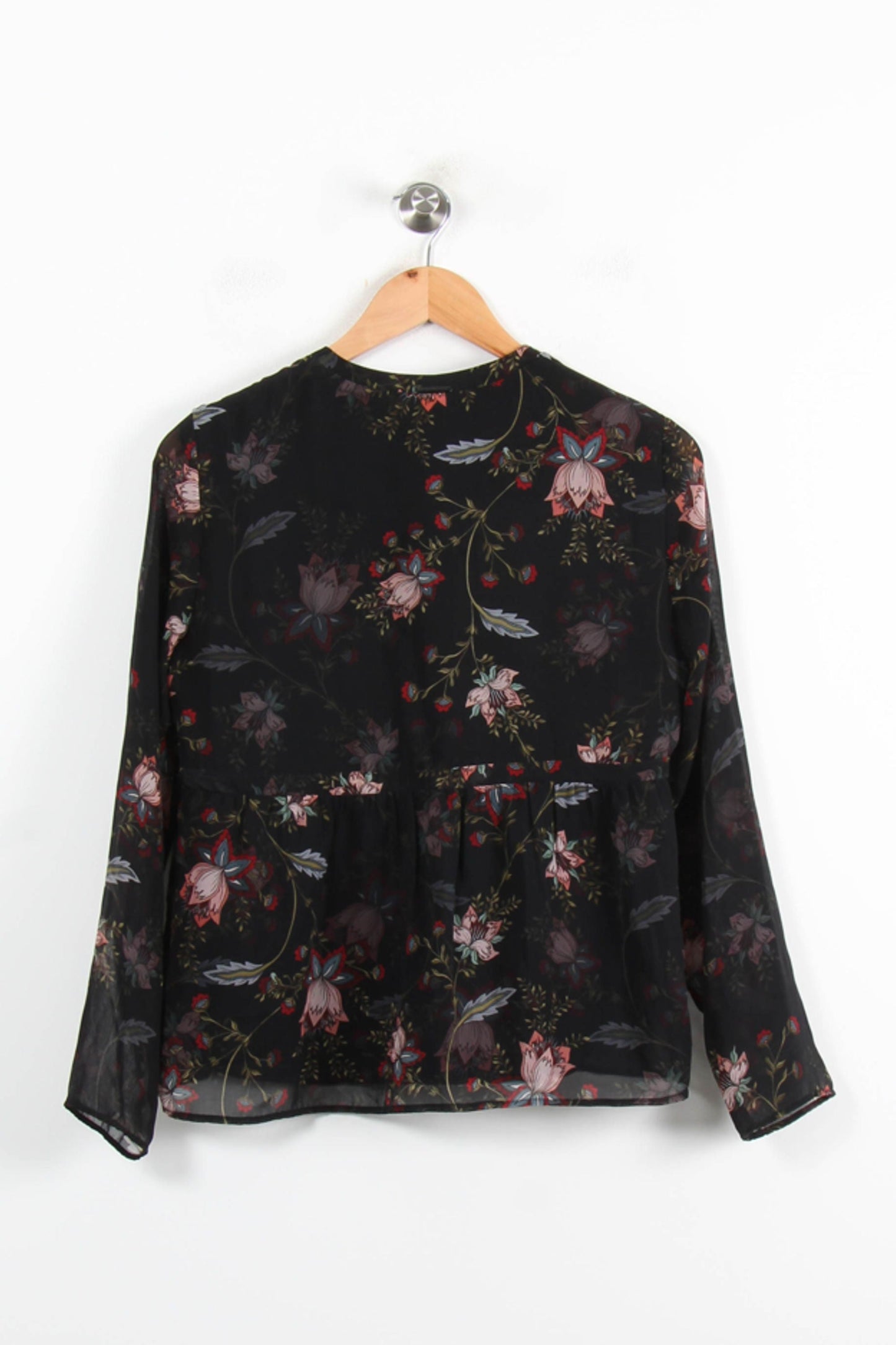 Blouse Fleurie Noire et Rose - Taille S/36