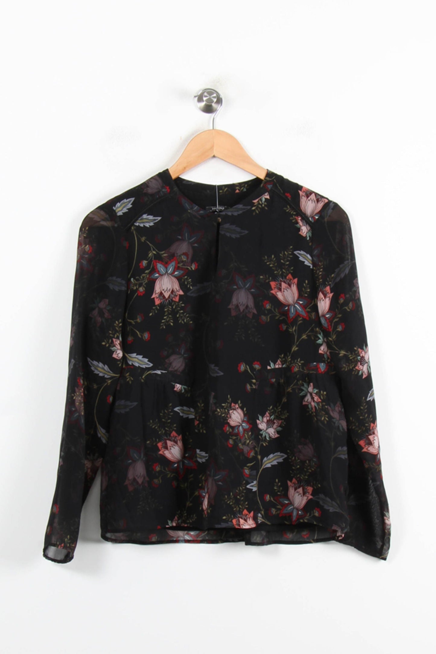 Blouse Fleurie Noire et Rose - Taille S/36