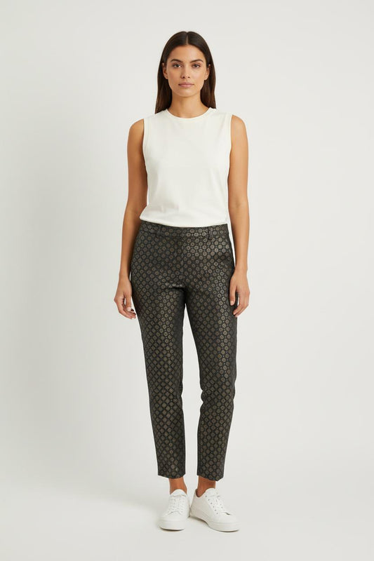 Pantalon Cigarette Bleu et Doré - Taille S/36