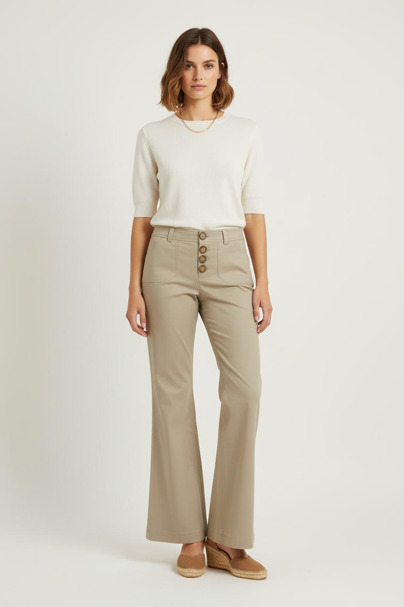 Pantalon Évasé Beige - Taille S/36