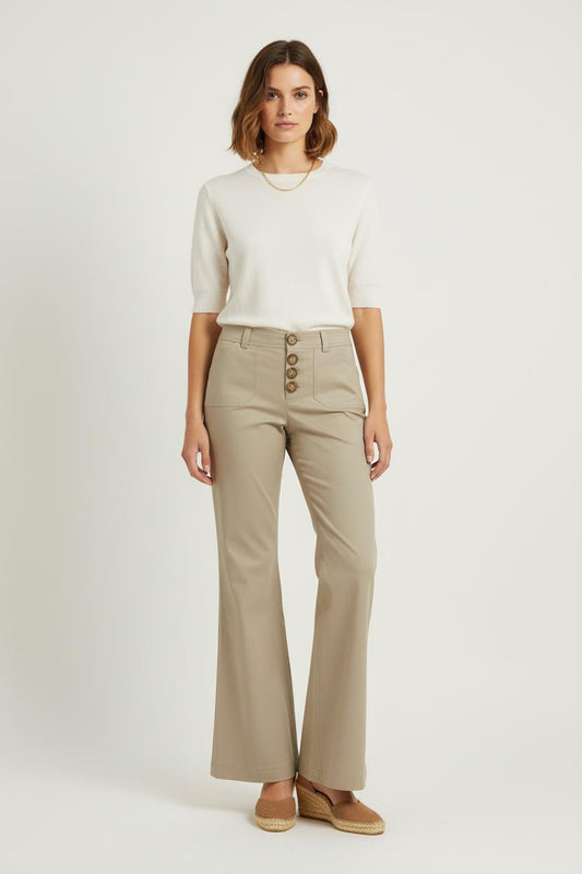 Pantalon Évasé Beige - Taille S/36