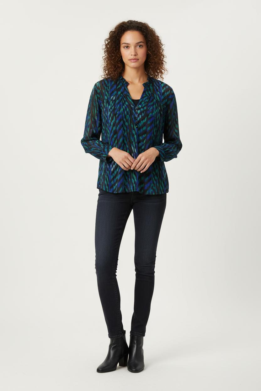Blouse Bleu et Noir - Taille L/40