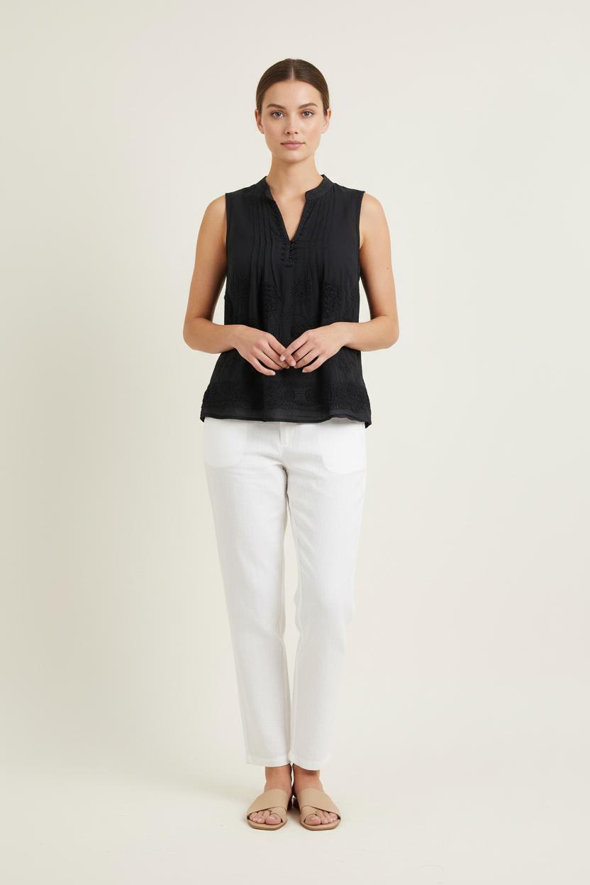 Blouse Sans Manches Noire - Taille S/36