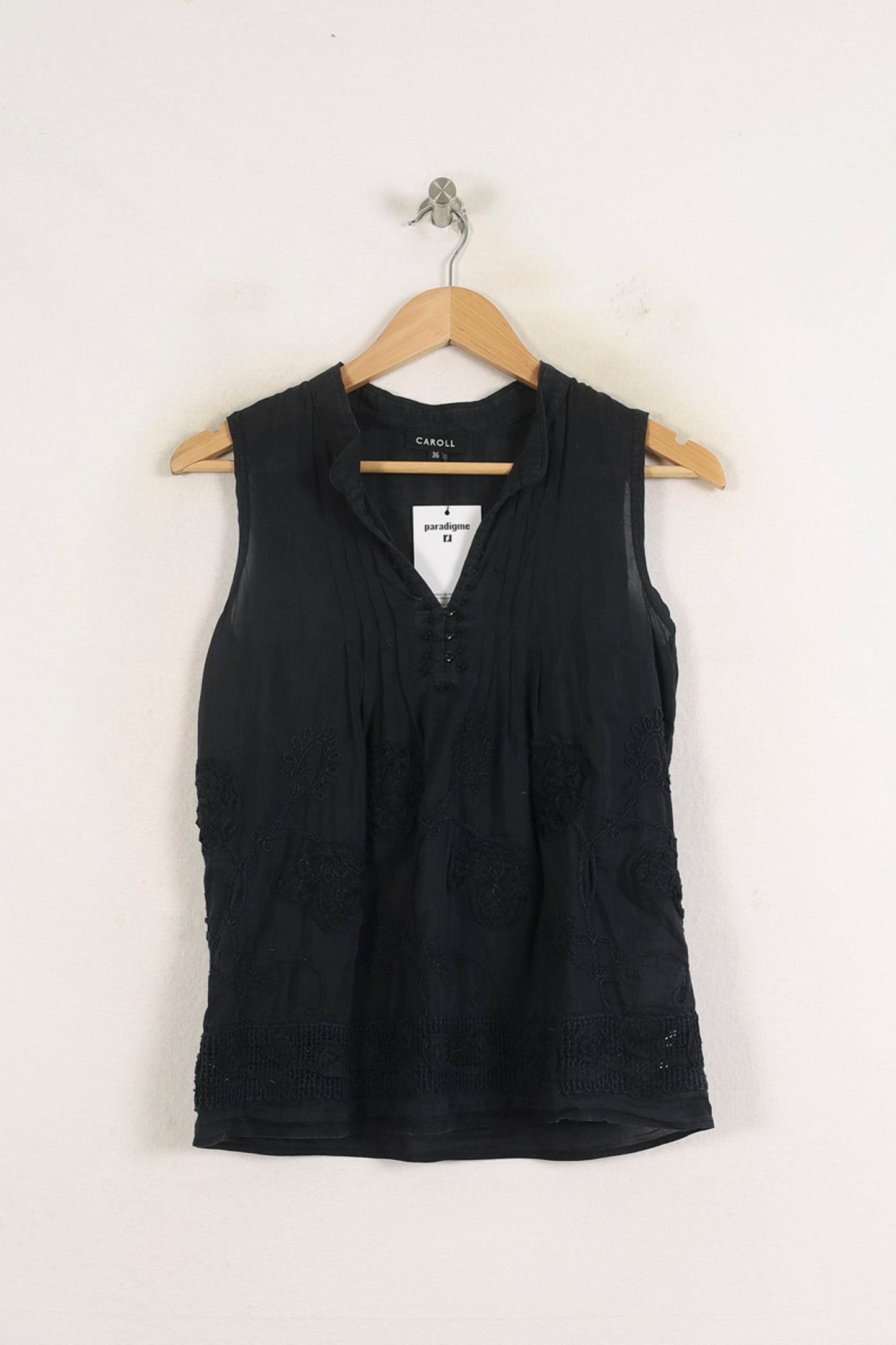 Blouse Sans Manches Noire - Taille S/36