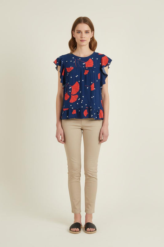 Blouse Bleu et Rouge - Taille M/38