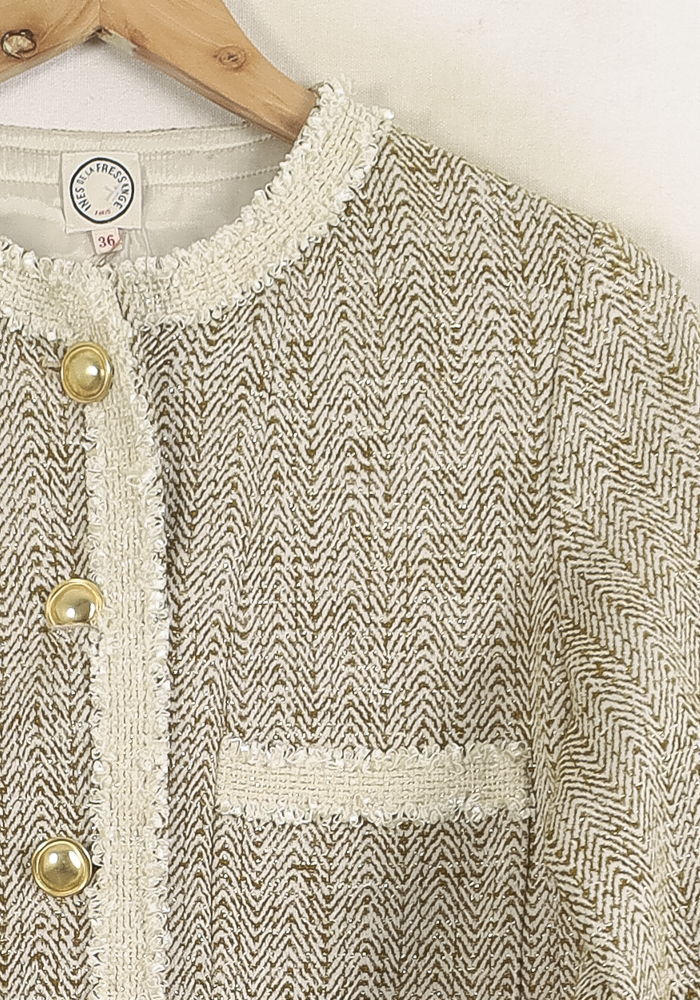 Veste Courte Beige et Blanche - Taille S/36