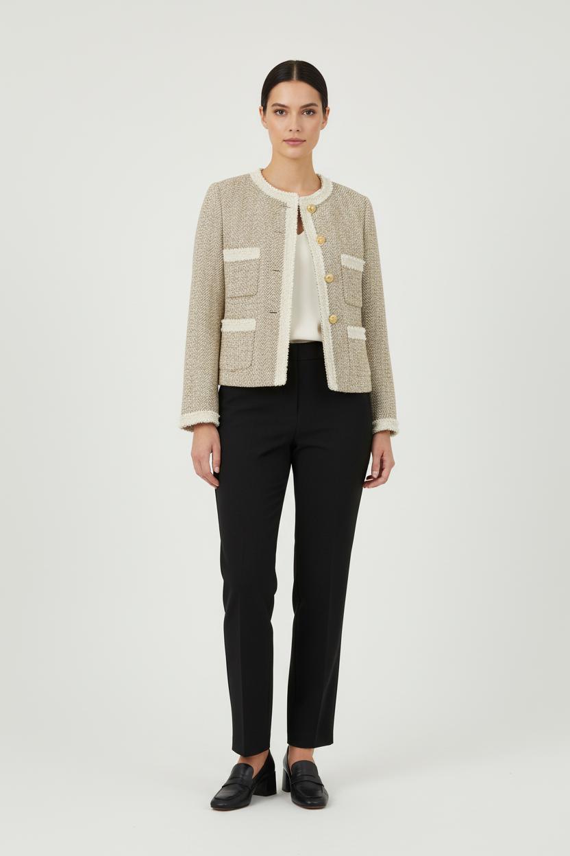 Veste Courte Beige et Blanche - Taille S/36