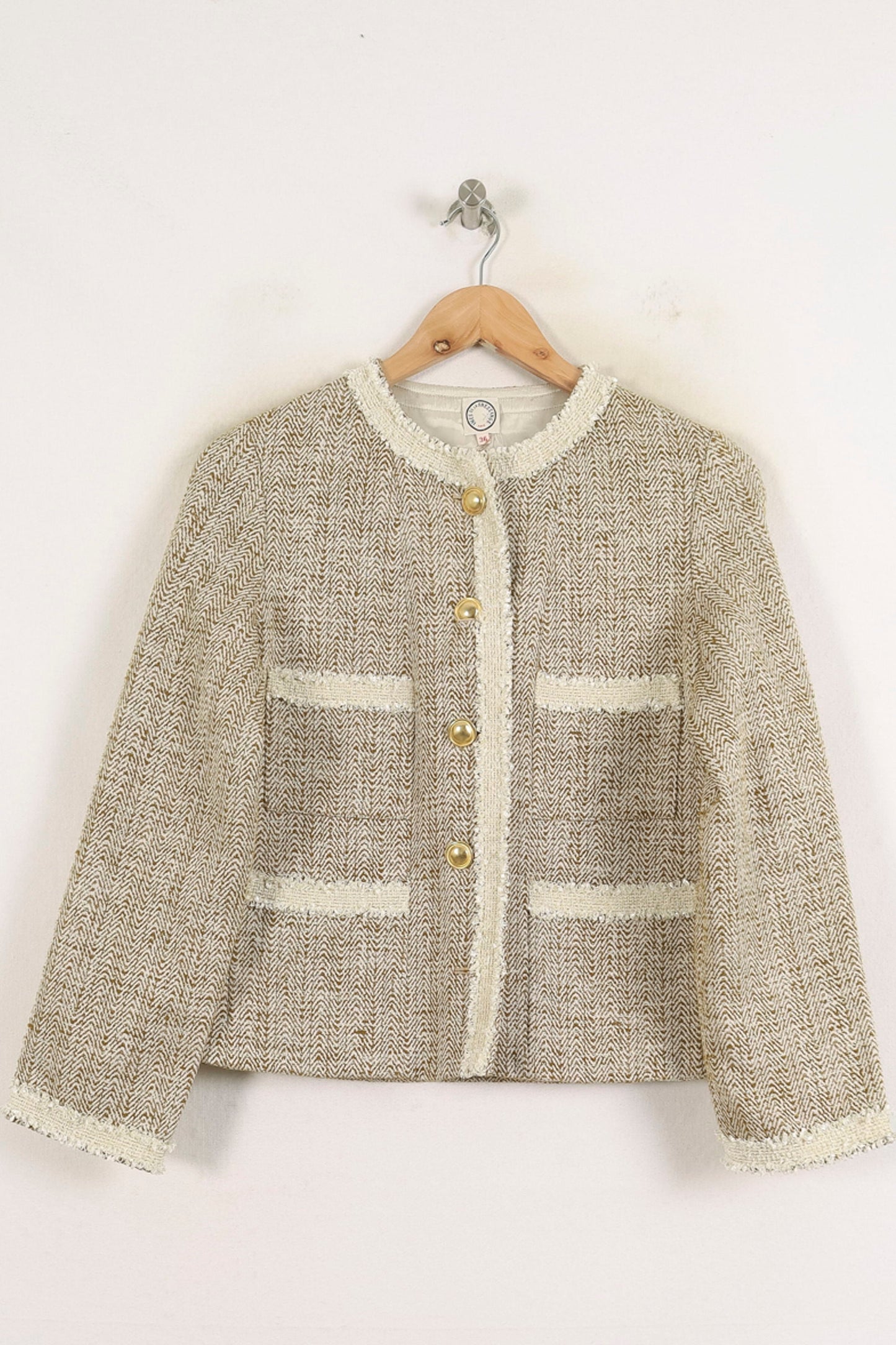 Veste Courte Beige et Blanche - Taille S/36