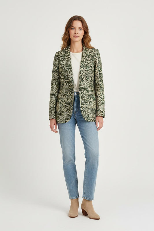 Blazer Vert et Beige - Taille M/38
