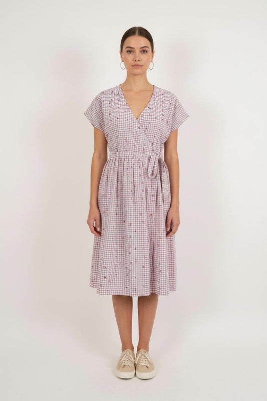 Robe Portefeuille Rose et Blanc - Taille S/36