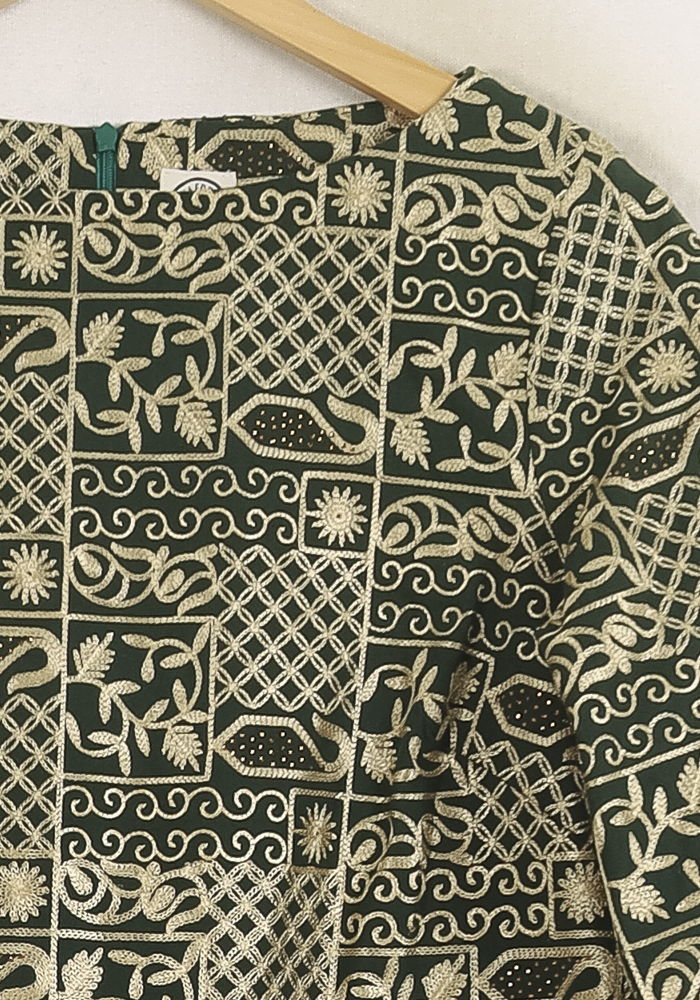 Robe Droite Verte et Blanche - Taille S/36