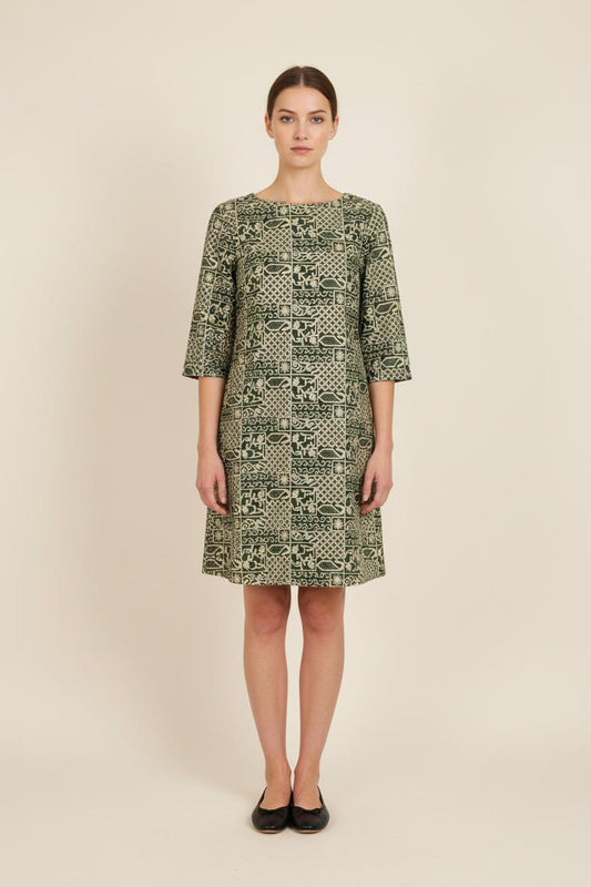 Robe Droite Verte et Blanche - Taille S/36