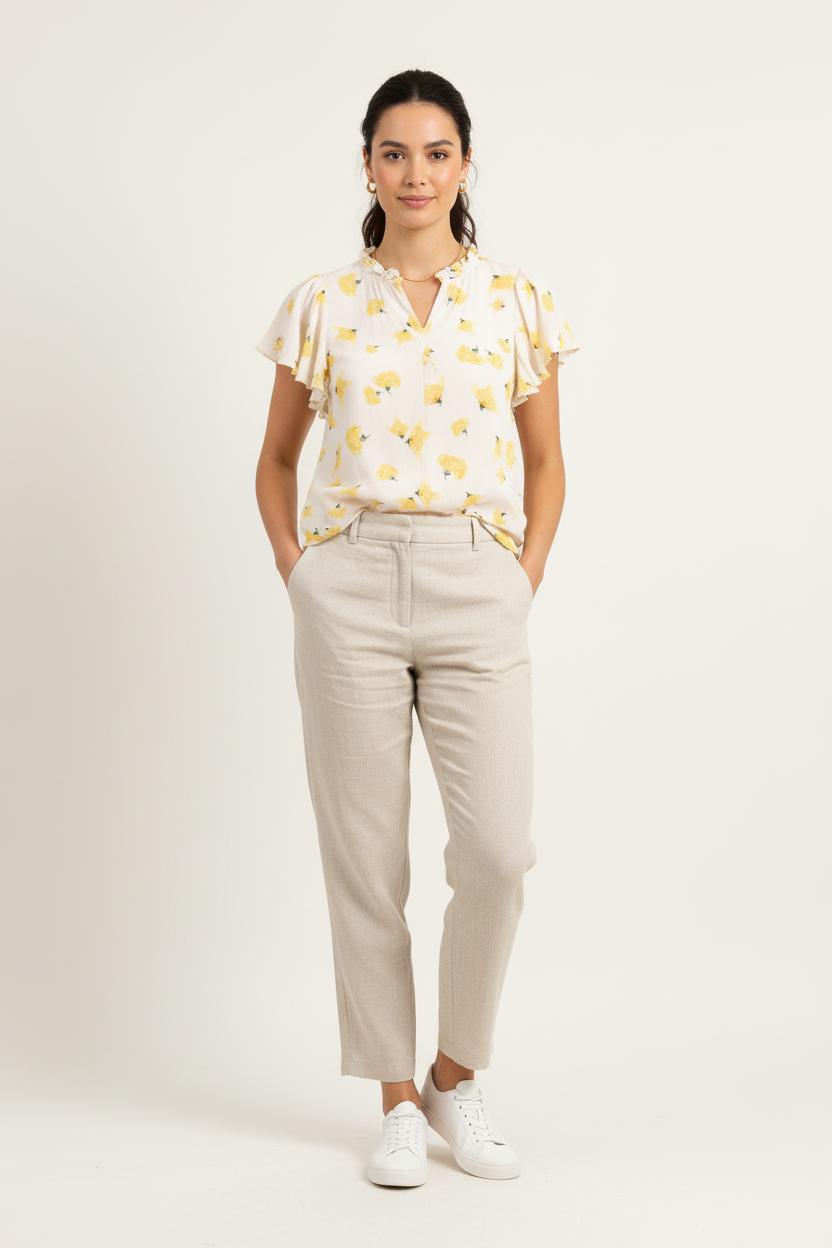 Blouse Blanche et Jaune - Taille S/36