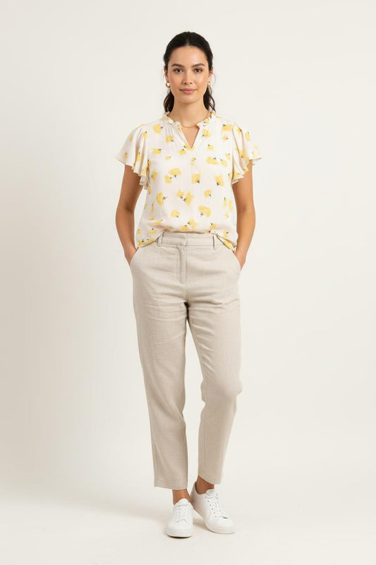 Blouse Blanche et Jaune - Taille S/36