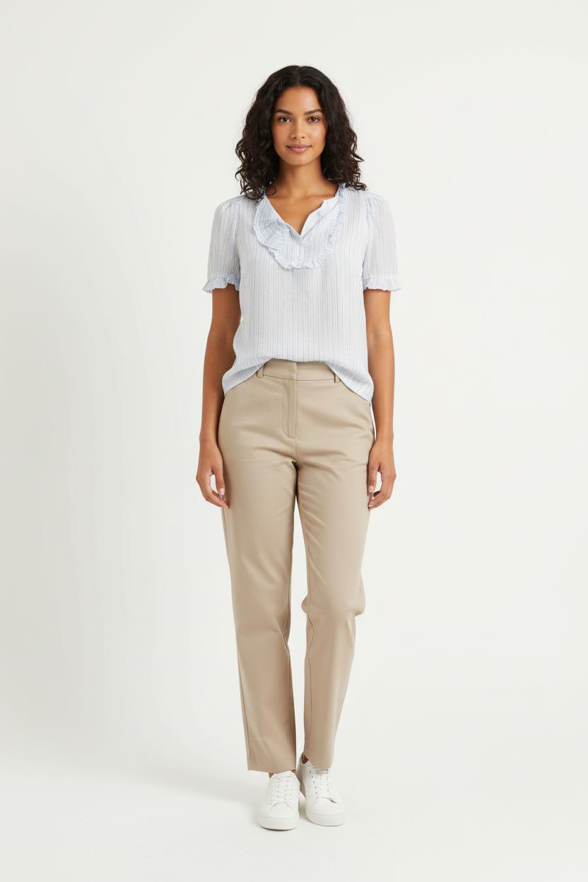 Blouse Blanche et Bleue - Taille S/36