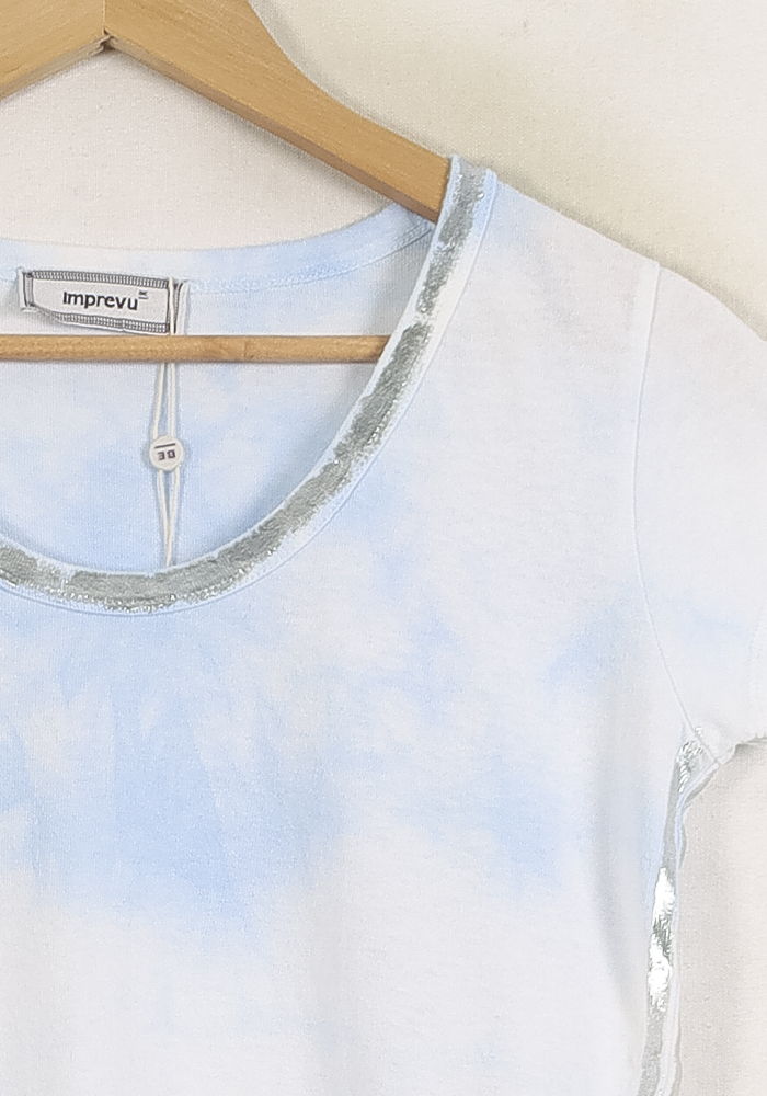 Tee-shirt Blanc et Bleu - Taille XS/34