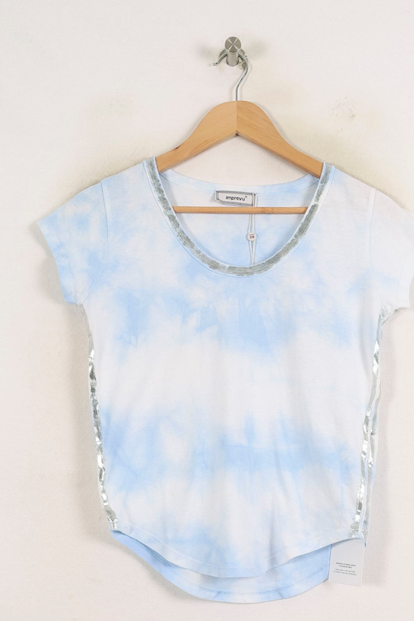 Tee-shirt Blanc et Bleu - Taille XS/34