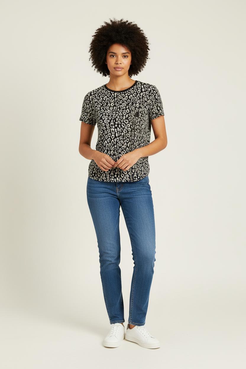 Tee-shirt Noir et Beige - Taille XS/34