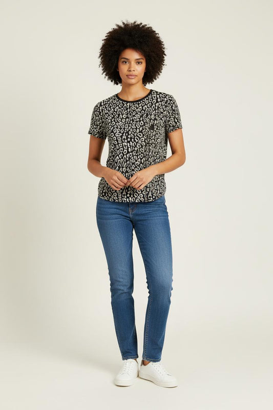 Tee-shirt Noir et Beige - Taille XS/34