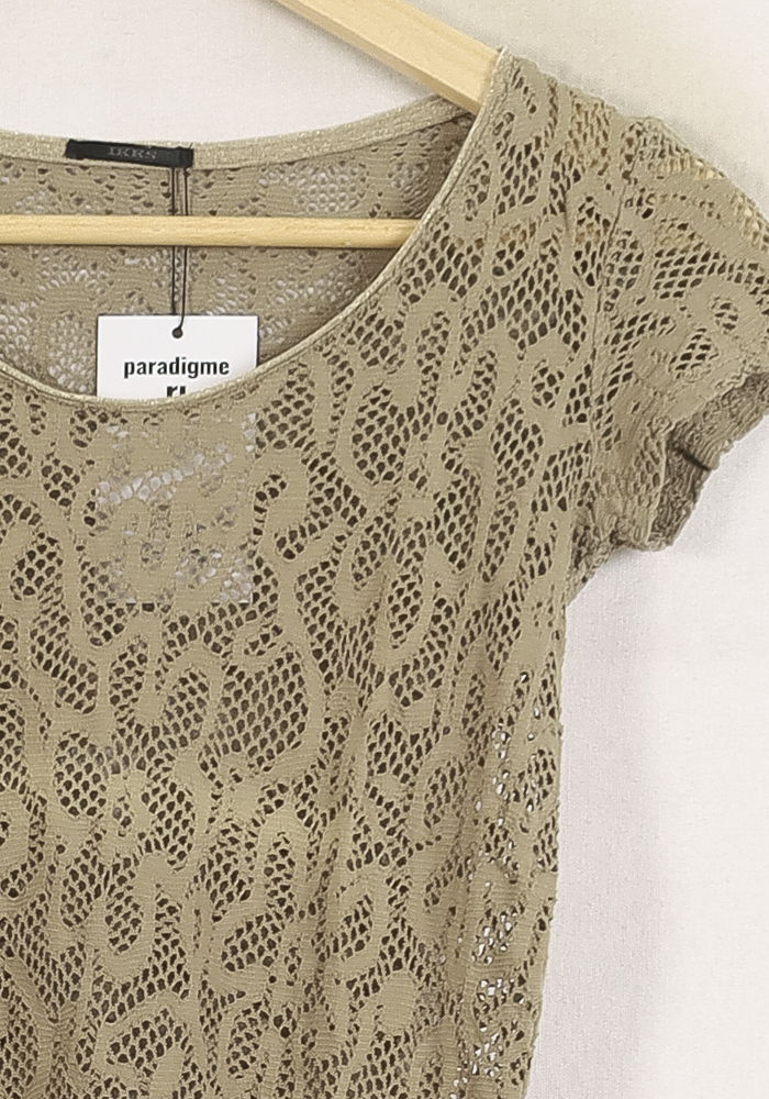 T-shirt Dentelle Doré - Taille XS/34