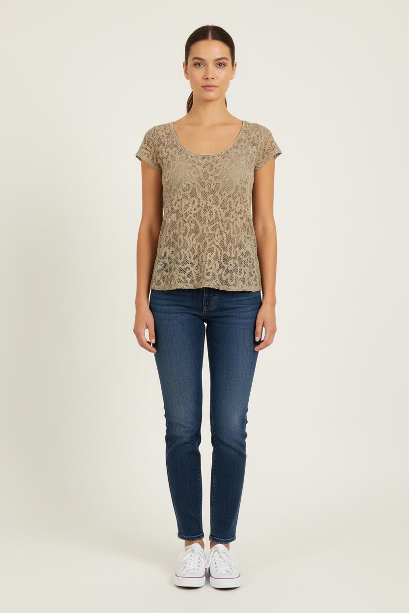 T-shirt Dentelle Doré - Taille XS/34